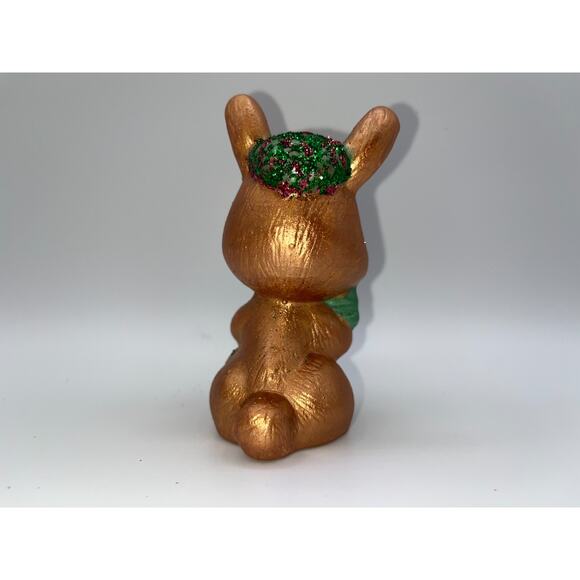 Vintage Ceramic Scottish Bunny Rabbit Playing Bagpipes Red Green Hat Rare OOAK - Picture 10 of 16